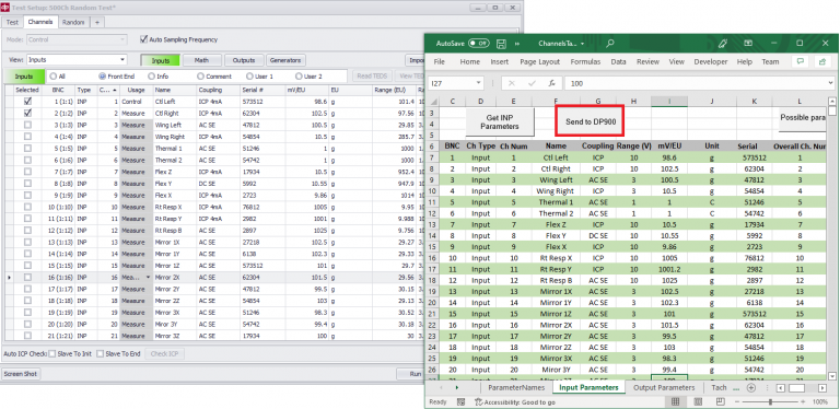 SignalCalc 900 Load Channels from Excel