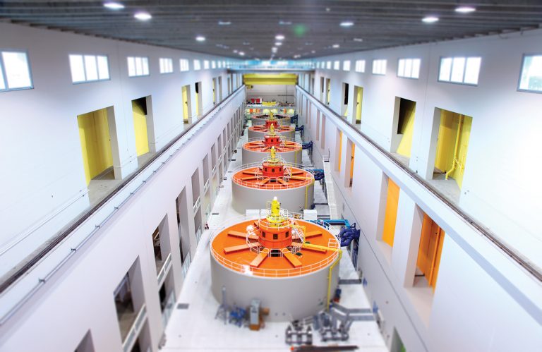 turbines lined up in factory